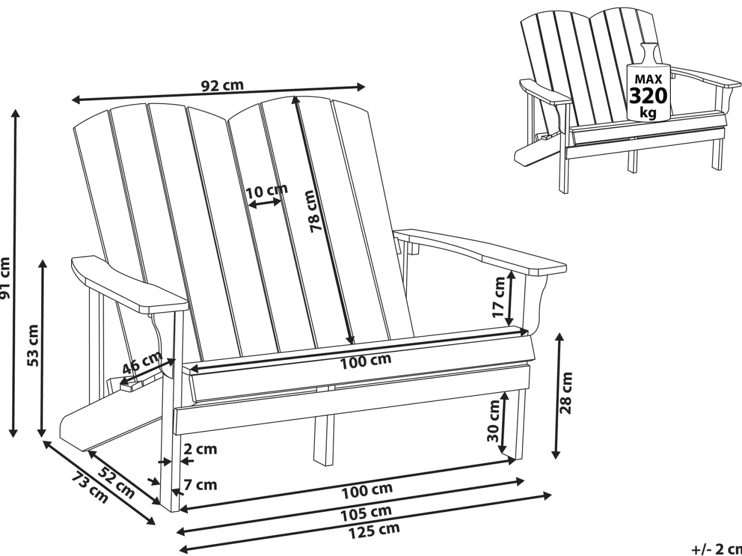 Ławka ogrodowa ADIRONDACK 125 cm Czerwony