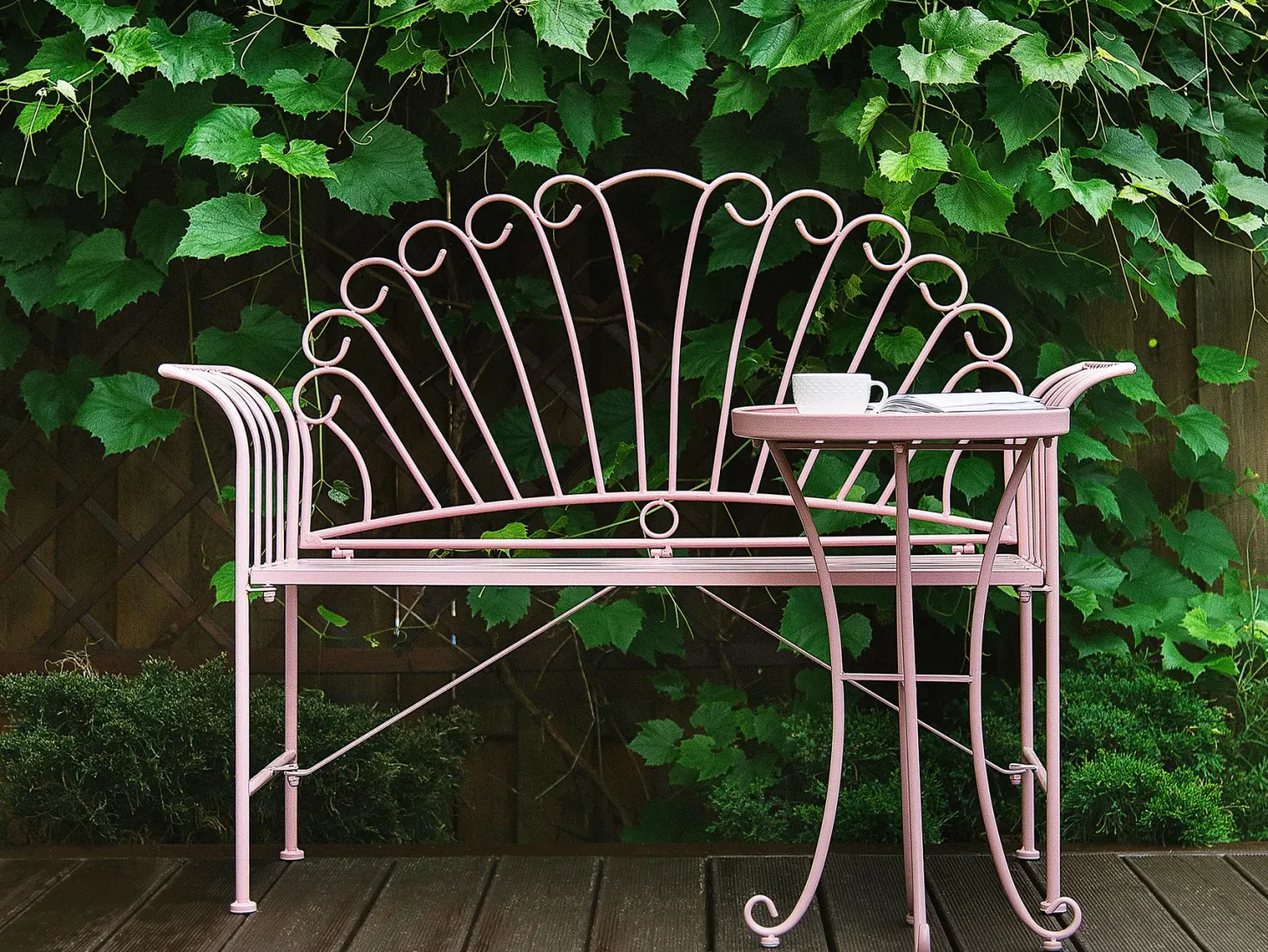 Ławka ogrodowa CAVINIA 125 cm Metal Różowy