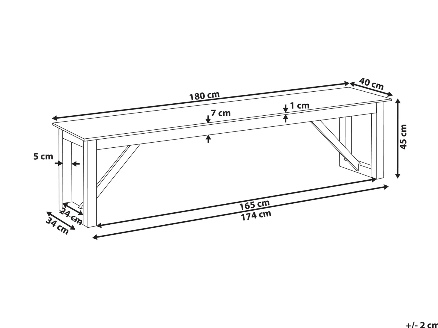 Ławka ogrodowa NOTTERI 180 cm Beton Szary