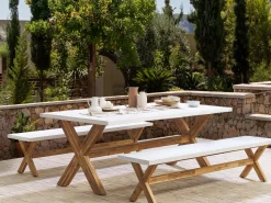 Ławka ogrodowa OLBIA 200 cm Beton Biały