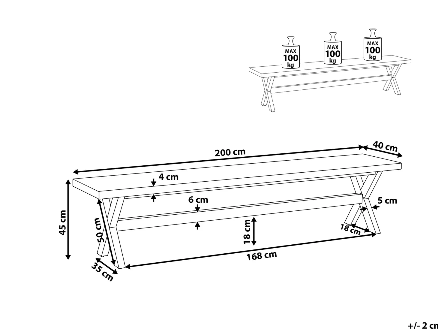 Ławka ogrodowa OLBIA 200 cm Beton Szary