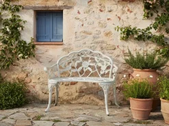 Ławka ogrodowa PIURA 88 cm Metal Biały