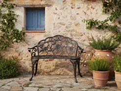Ławka ogrodowa PIURA 88 cm Metal Ciemnobrązowy