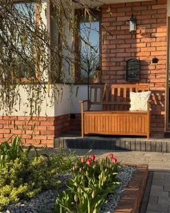 Ławka ogrodowa SOVANA 120 cm ze schowkiem Drewno akacjowe Brązowy