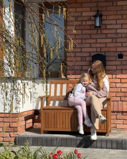 Ławka ogrodowa SOVANA 120 cm ze schowkiem Drewno akacjowe Brązowy