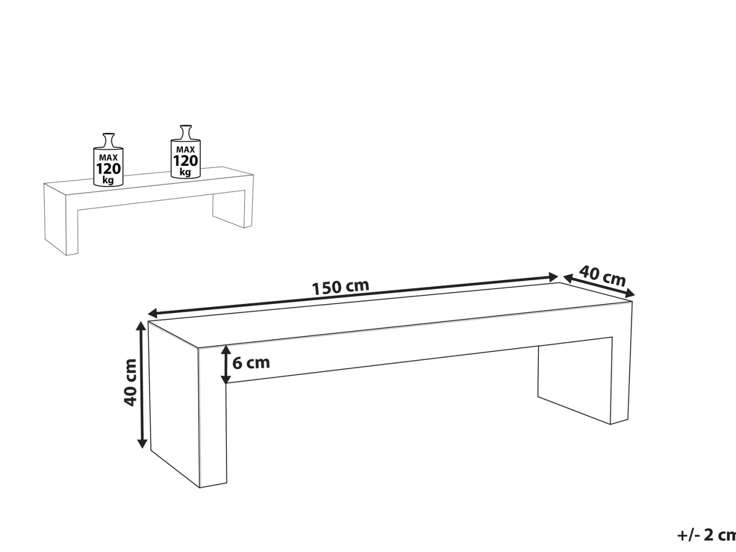 Ławka ogrodowa TARANTO 150 cm Beton Biały