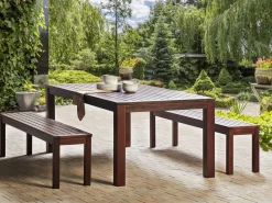 Ławka ogrodowa TUSCANIA 160 cm Drewno eukaliptusowe Ciemnobrązowy