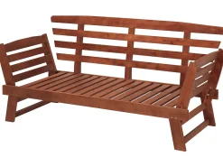 Ławka ogrodowa z poduchą PORTICI 210 cm Drewno eukaliptusowe Ciemny brąz/ beżowoszary