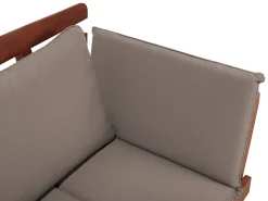 Ławka ogrodowa z poduchą PORTICI 210 cm Drewno eukaliptusowe Ciemny brąz/ beżowoszary