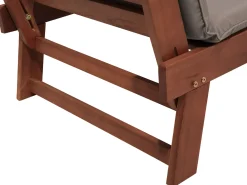 Ławka ogrodowa z poduchą PORTICI 210 cm Drewno eukaliptusowe Ciemny brąz/ beżowoszary