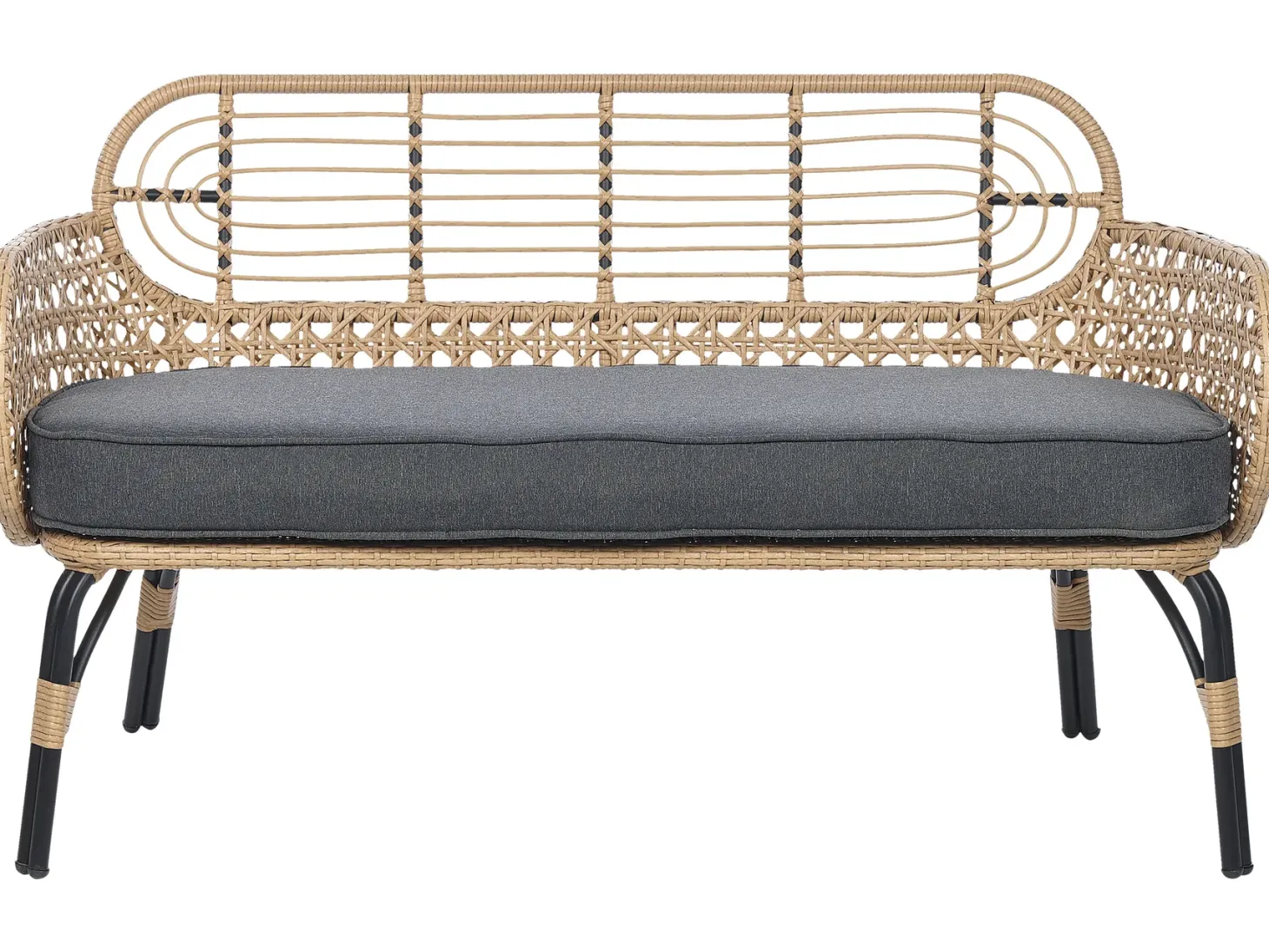 Ławka ogrodowa z poduchą PRATELLO 122 cm Technorattan Naturalny
