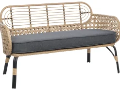 Ławka ogrodowa z poduchą PRATELLO 122 cm Technorattan Naturalny