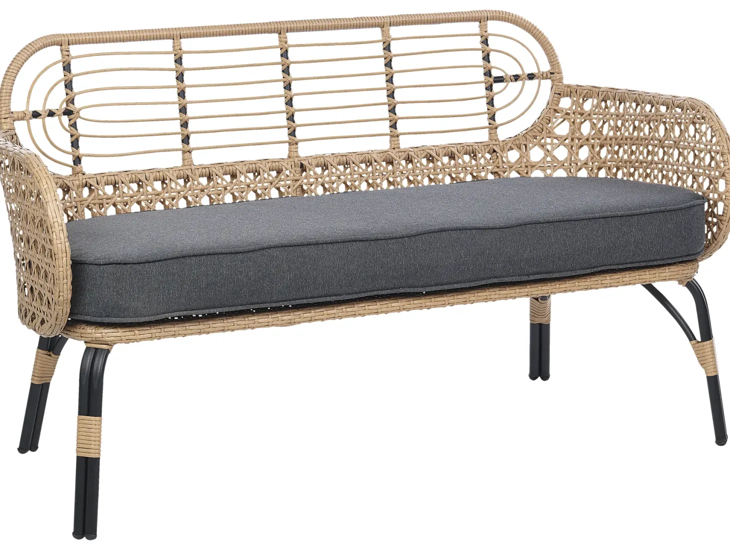 Ławka ogrodowa z poduchą PRATELLO 122 cm Technorattan Naturalny