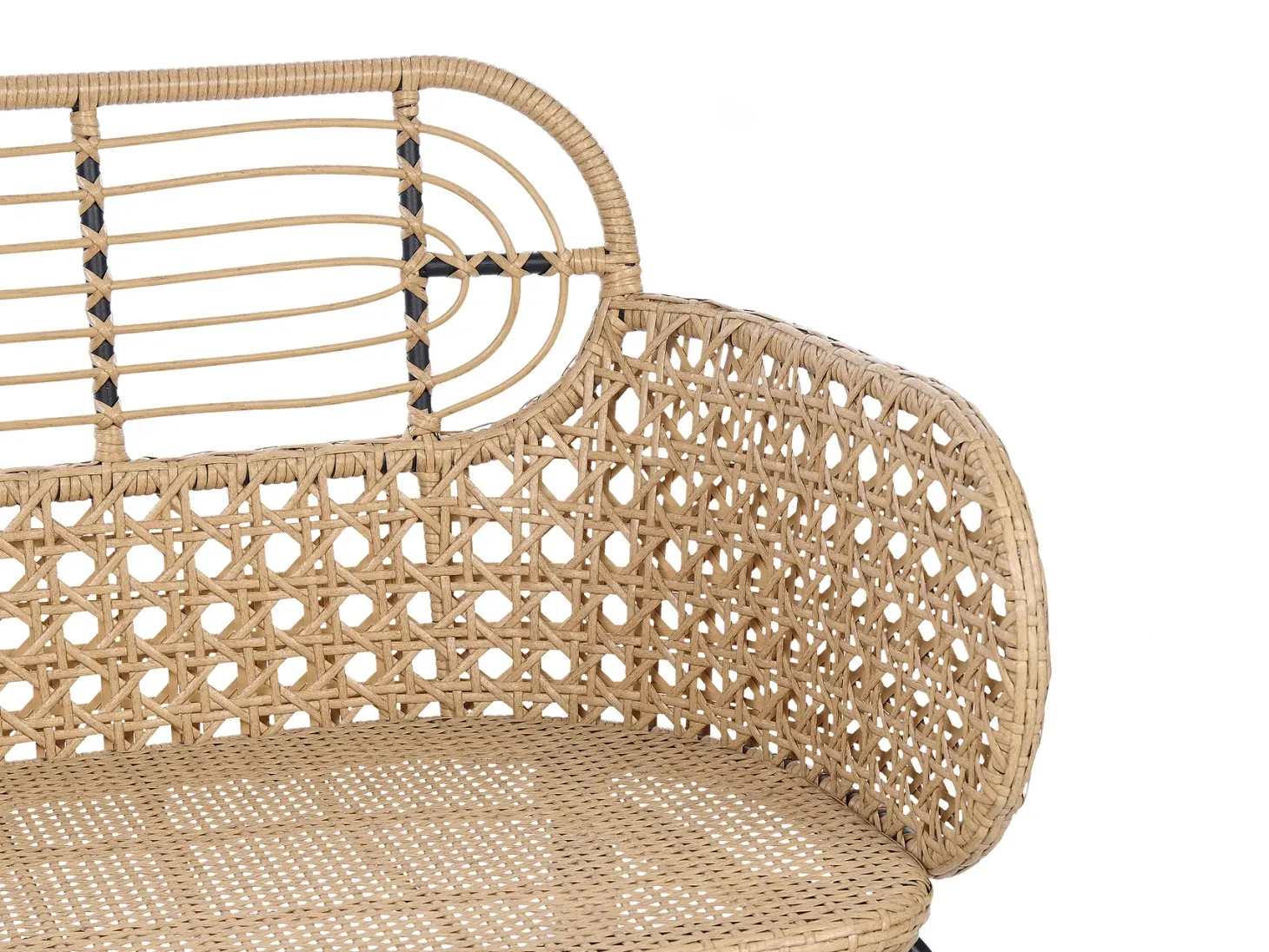 Ławka ogrodowa z poduchą PRATELLO 122 cm Technorattan Naturalny