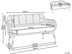 Ławka ogrodowa z poduchą PRATELLO 122 cm Technorattan Naturalny