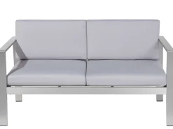 Ławka ogrodowa z poduchą SALERNO 142 cm Metal Jasnoszary