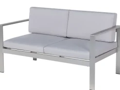 Ławka ogrodowa z poduchą SALERNO 142 cm Metal Jasnoszary
