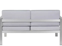 Ławka ogrodowa z poduchą SALERNO 142 cm Metal Jasnoszary