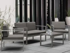 Ławka ogrodowa z poduchą SALERNO 142 cm Metal Ciemnoszary