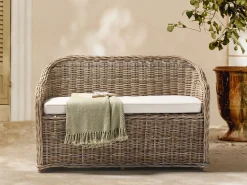Ławka ogrodowa z poduchą SUSUA 141 cm Rattan Naturalny