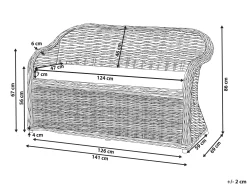 Ławka ogrodowa z poduchą SUSUA 141 cm Rattan Naturalny