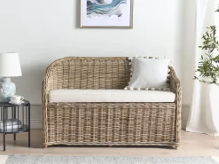 Ławka ogrodowa z poduchą SUSUA 141 cm Rattan Naturalny