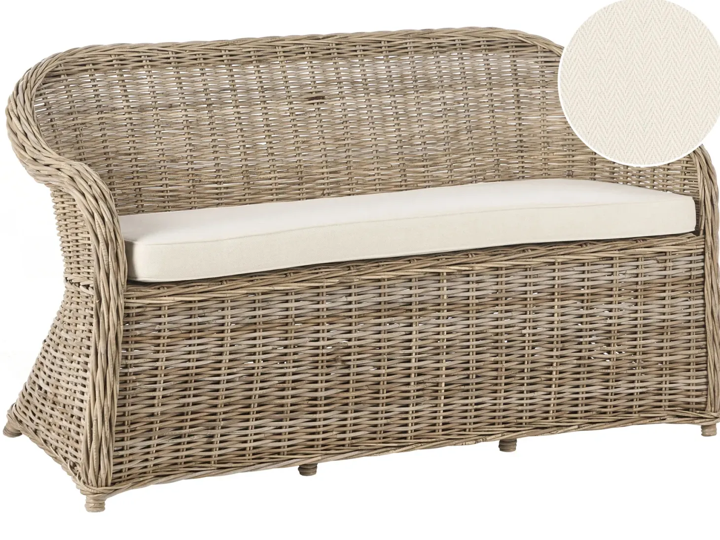 Ławka ogrodowa z poduchą SUSUA 150 cm Rattan Naturalny