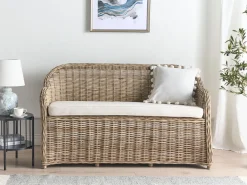 Ławka ogrodowa z poduchą SUSUA 150 cm Rattan Naturalny