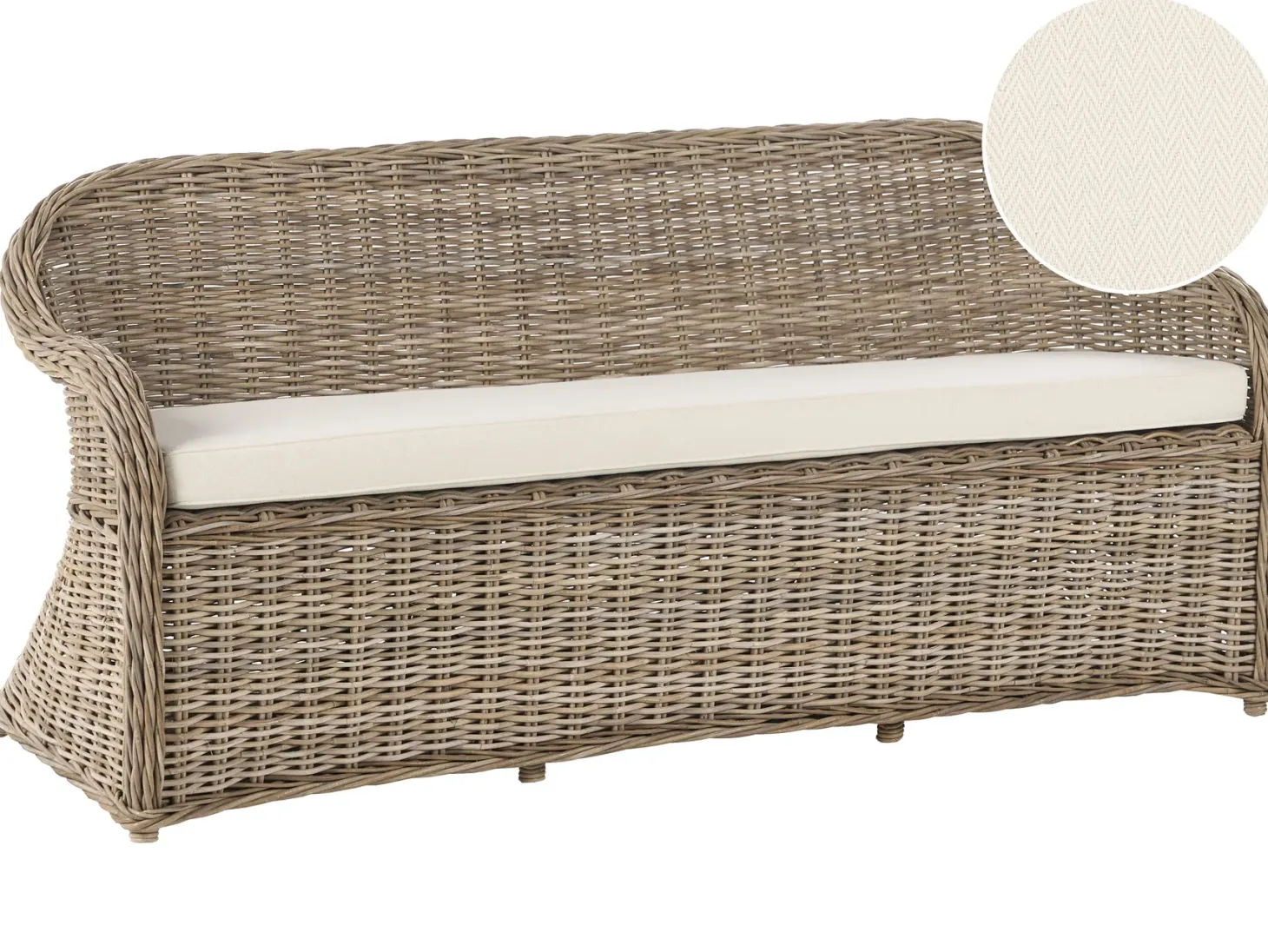 Ławka ogrodowa z poduchą SUSUA 189 cm Rattan Naturalny