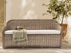 Ławka ogrodowa z poduchą SUSUA 189 cm Rattan Naturalny