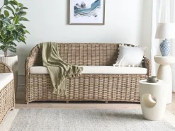 Ławka ogrodowa z poduchą SUSUA 189 cm Rattan Naturalny