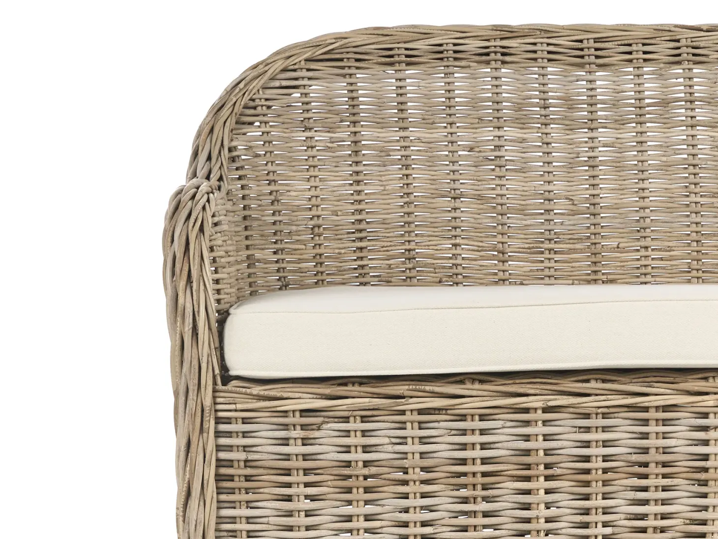 Ławka ogrodowa z poduchą SUSUA 150 cm z otomaną Rattan Naturalny