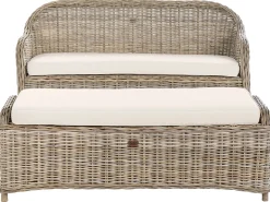 Ławka ogrodowa z poduchą SUSUA 150 cm z otomaną Rattan Naturalny