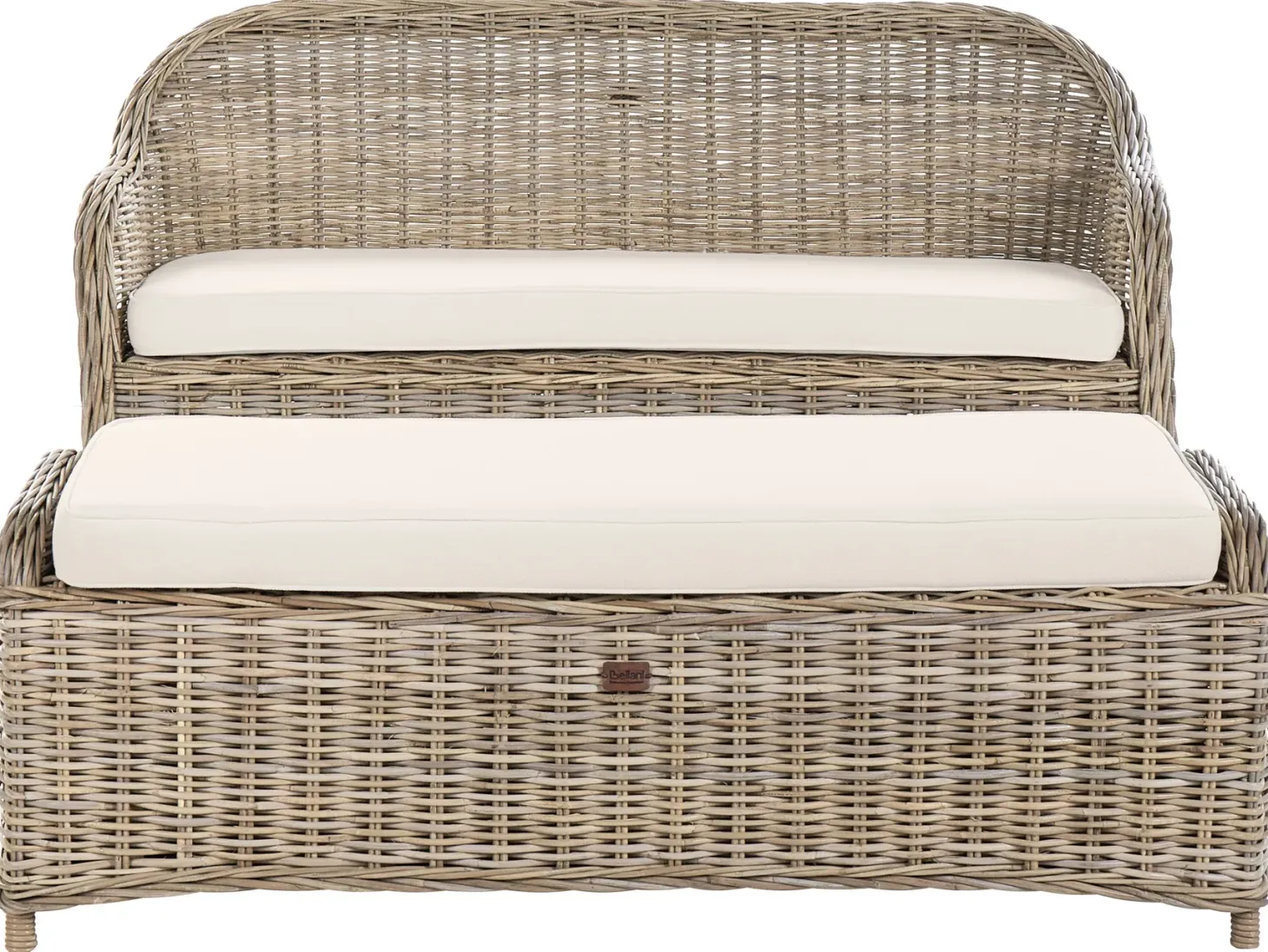 Ławka ogrodowa z poduchą SUSUA 150 cm z otomaną Rattan Naturalny