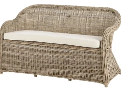 Ławka ogrodowa z poduchą SUSUA 150 cm z otomaną Rattan Naturalny
