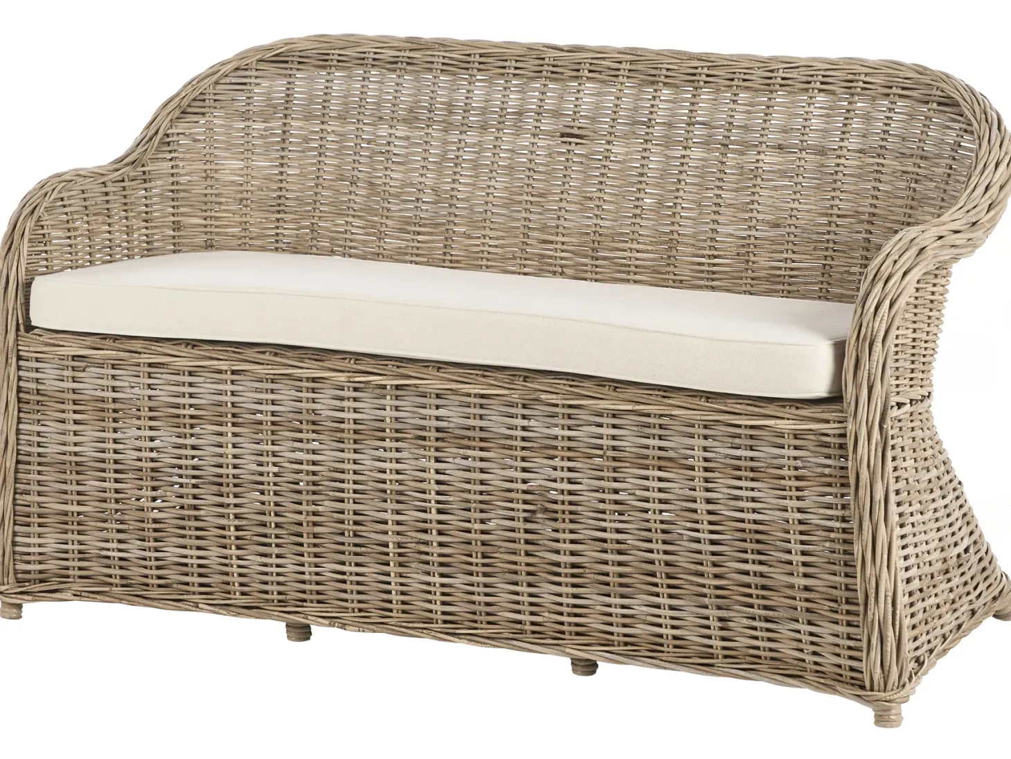 Ławka ogrodowa z poduchą SUSUA 150 cm z otomaną Rattan Naturalny