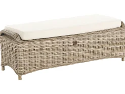 Ławka ogrodowa z poduchą SUSUA 150 cm z otomaną Rattan Naturalny