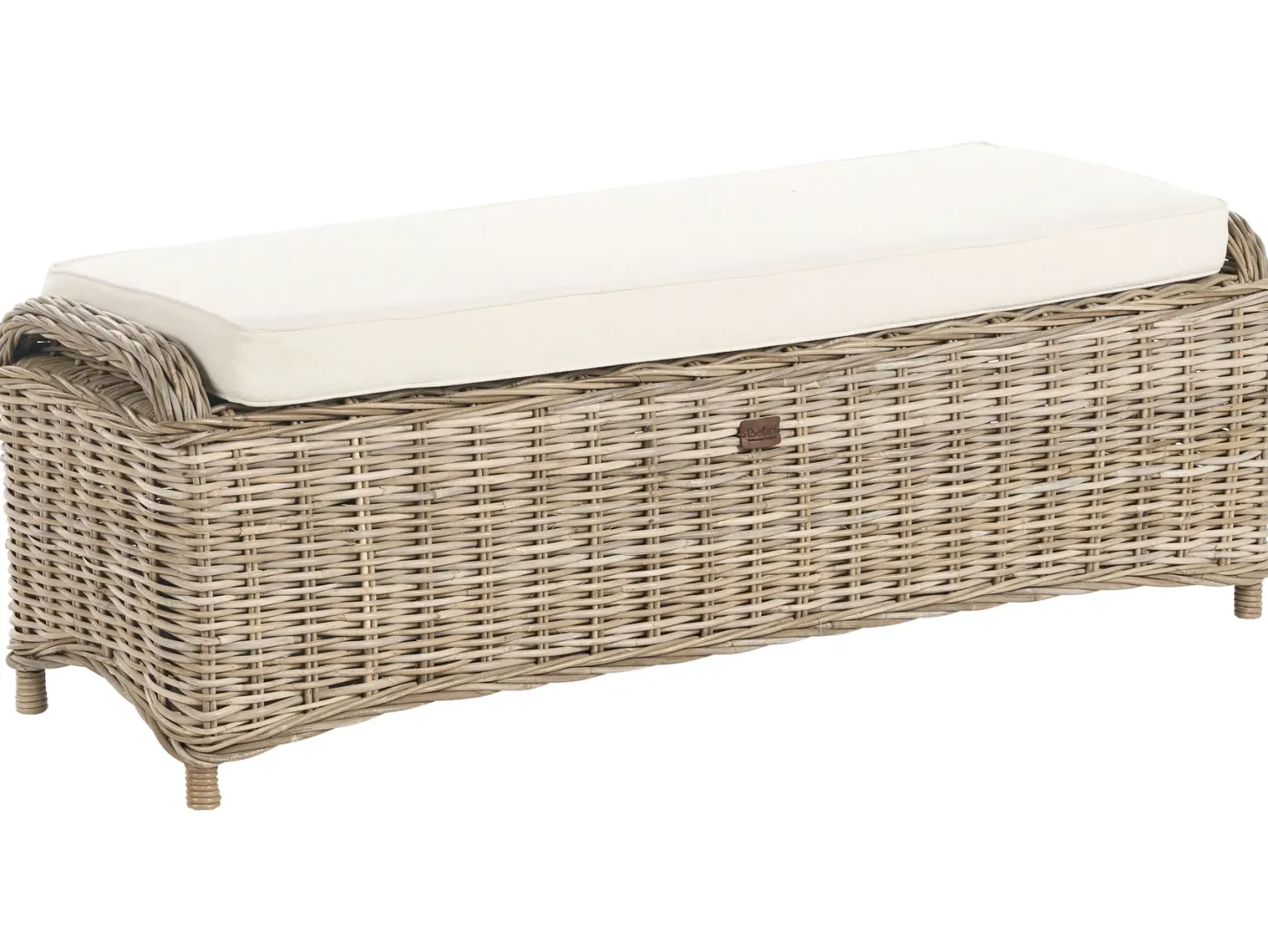Ławka ogrodowa z poduchą SUSUA 150 cm z otomaną Rattan Naturalny