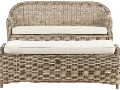 Ławka ogrodowa z poduchą SUSUA 141 cm z otomaną Rattan Naturalny