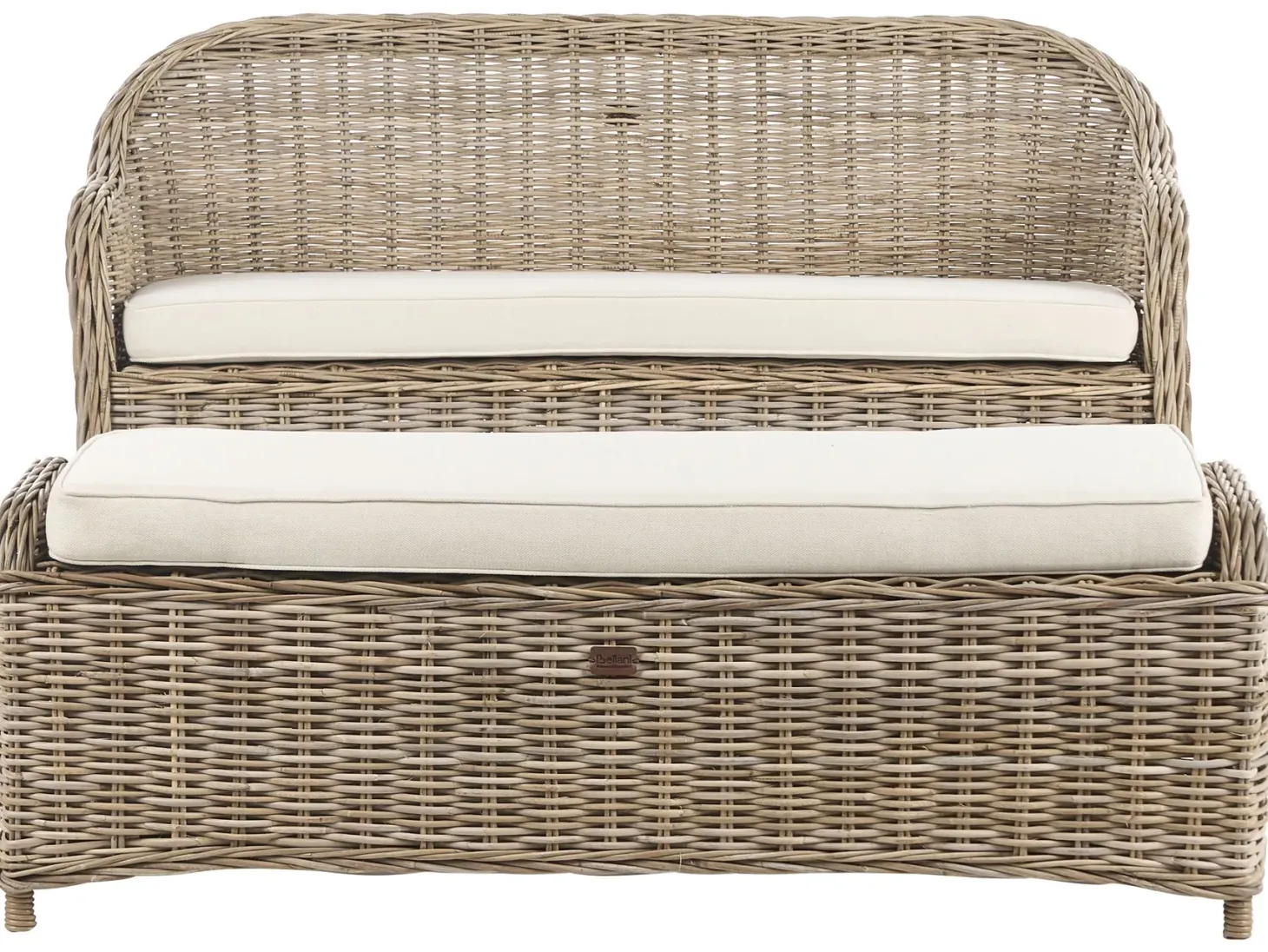 Ławka ogrodowa z poduchą SUSUA 141 cm z otomaną Rattan Naturalny