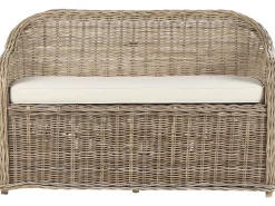 Ławka ogrodowa z poduchą SUSUA 141 cm z otomaną Rattan Naturalny