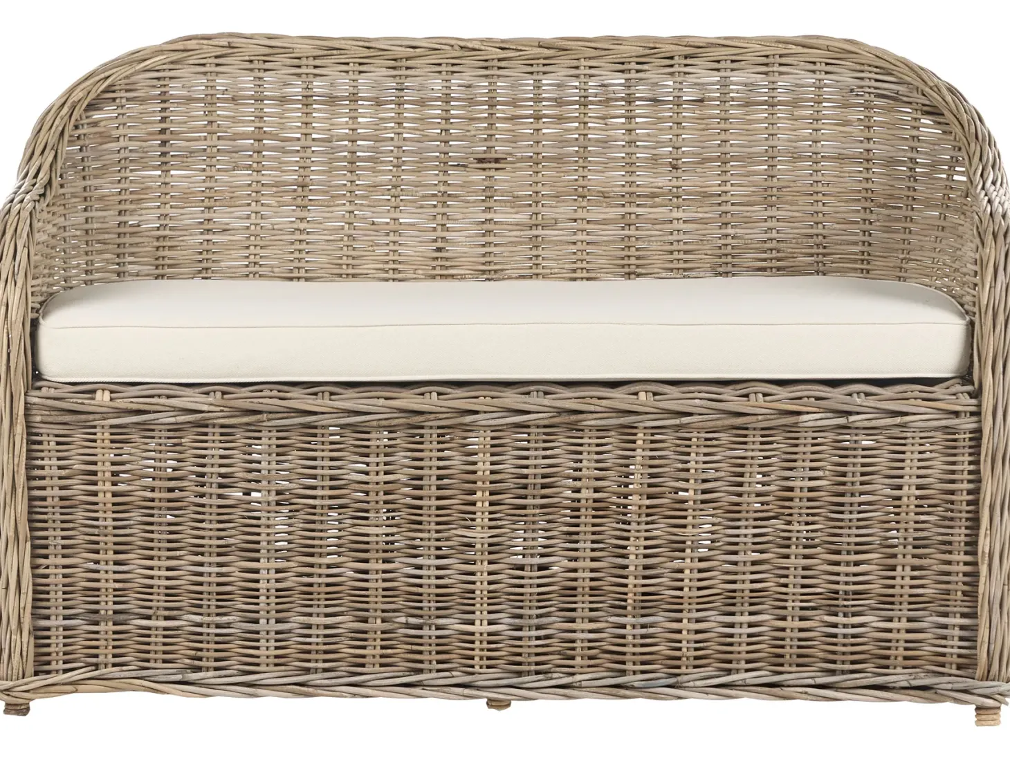 Ławka ogrodowa z poduchą SUSUA 141 cm z otomaną Rattan Naturalny