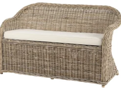 Ławka ogrodowa z poduchą SUSUA 141 cm z otomaną Rattan Naturalny