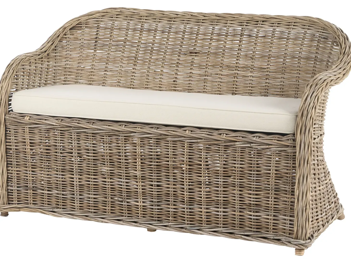 Ławka ogrodowa z poduchą SUSUA 141 cm z otomaną Rattan Naturalny