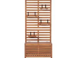 Ławka-schowek z półkami MATINO Drewno akacjowe 170 cm 80 cm Brązowy