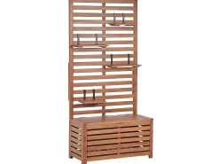 Ławka-schowek z półkami MATINO Drewno akacjowe 170 cm 80 cm Brązowy