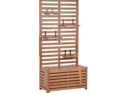 Ławka-schowek z półkami MATINO Drewno akacjowe 170 cm 80 cm Brązowy