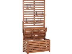 Ławka-schowek z półkami MATINO Drewno akacjowe 170 cm 80 cm Brązowy