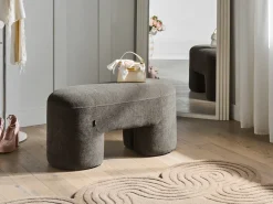 Ławka tapicerowana DECORAH Boucle Brązowy