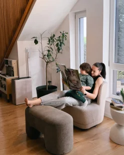 Ławka tapicerowana DECORAH Boucle Brązowy